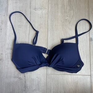 La Vie En Rose Twist Push Up Navy Blue Bikini Top XS
